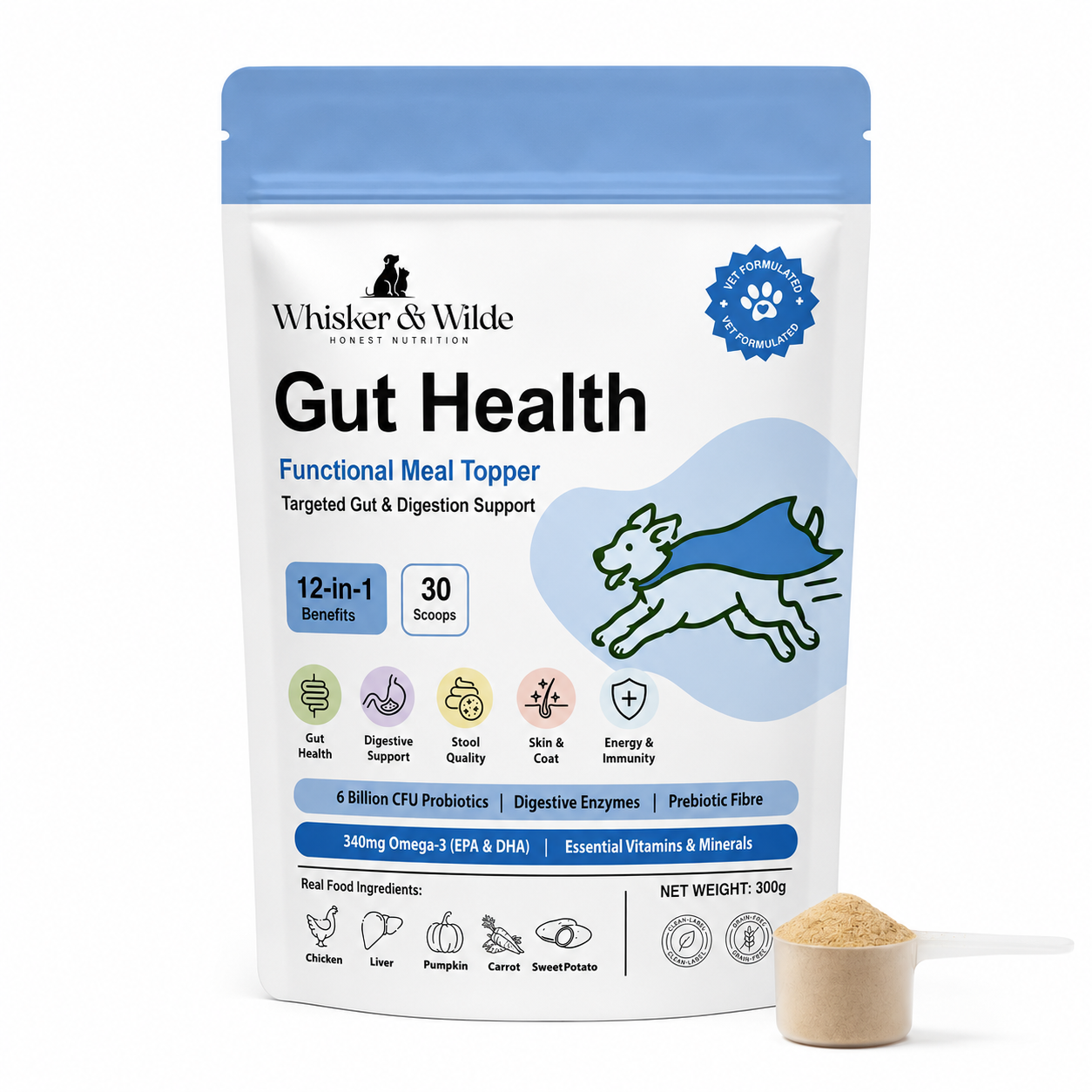 Whisker & Wilde Cat Gut Health Topper packaging front