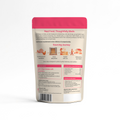 Back of Whisker & Wilde chicken jerky cranberry package showing sourcing journey and ingredient information