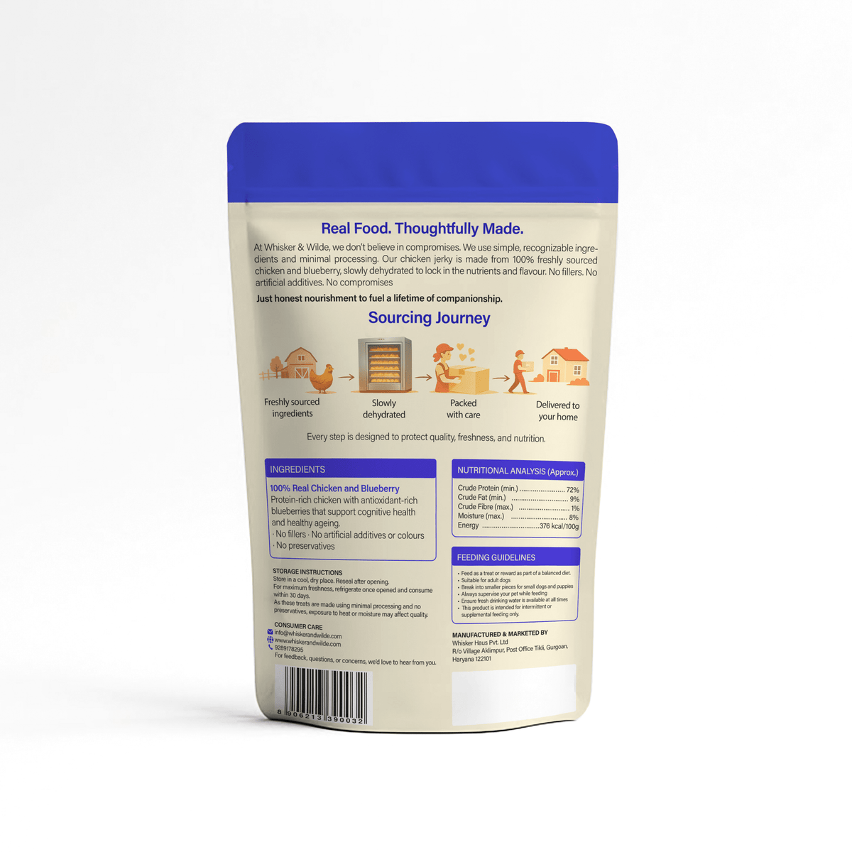 Dehydrated Chicken Jerky – Blueberry (Dog) - Whisker and Wilde