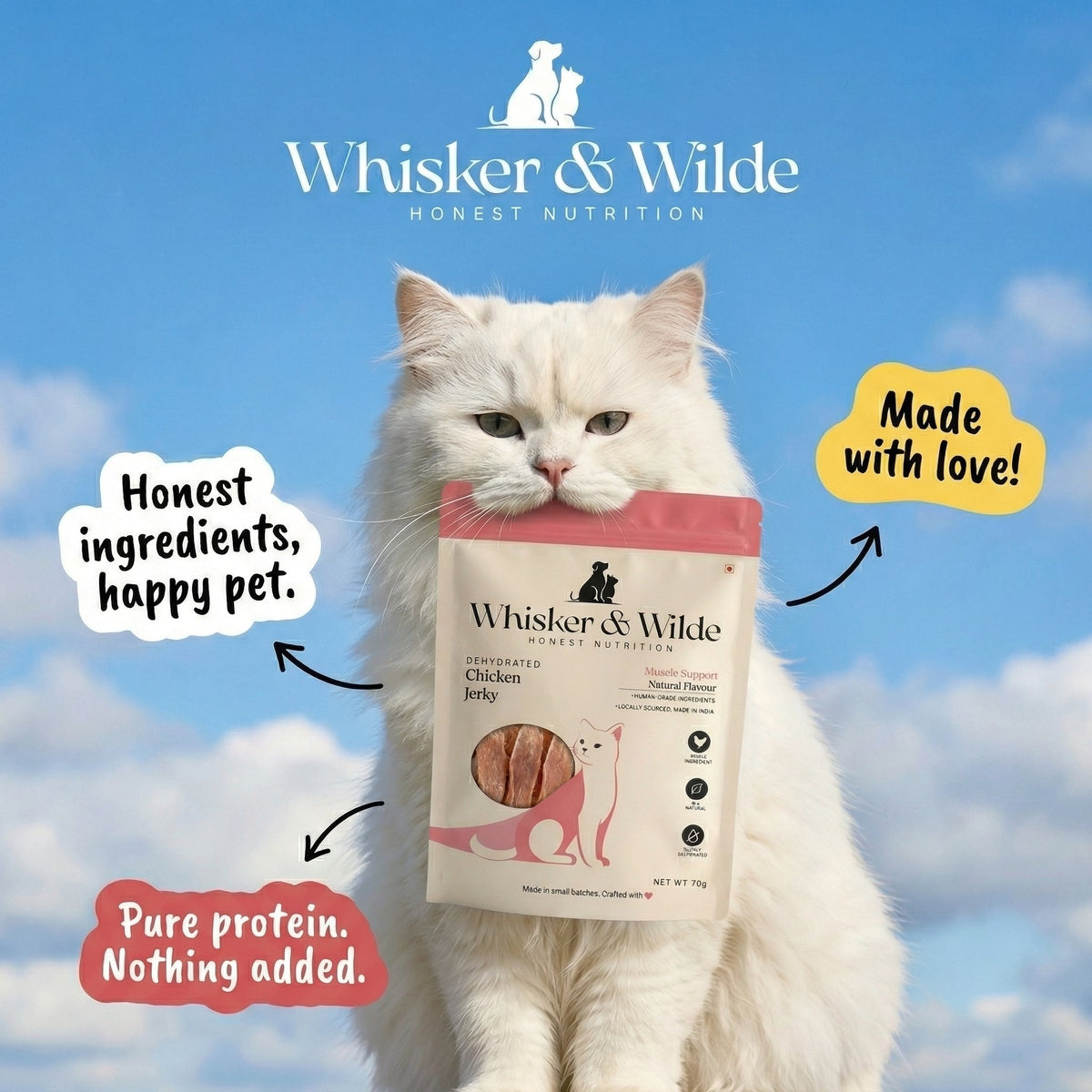 Dehydrated Chicken Jerky – Original (Cat) - Whisker and Wilde