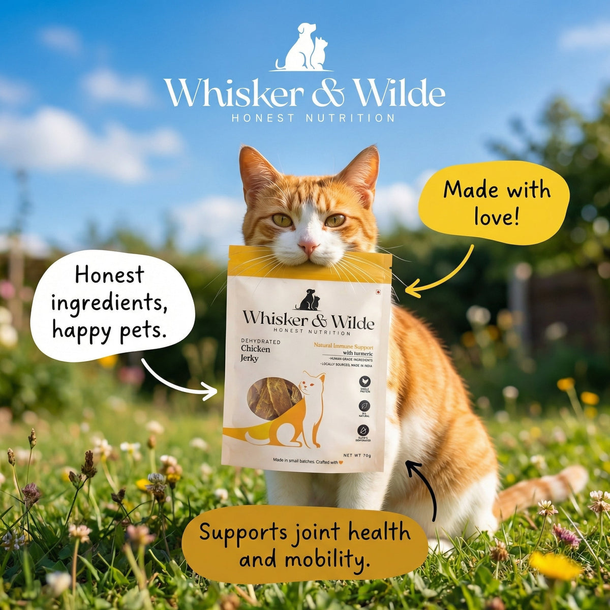 Dehydrated Chicken Jerky – Turmeric (Cat) - Whisker and Wilde
