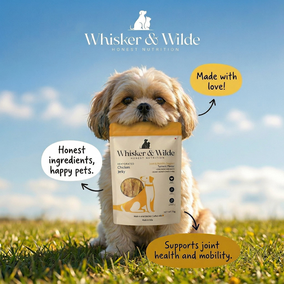 Dehydrated Chicken Jerky – Turmeric (Dog) - Whisker and Wilde