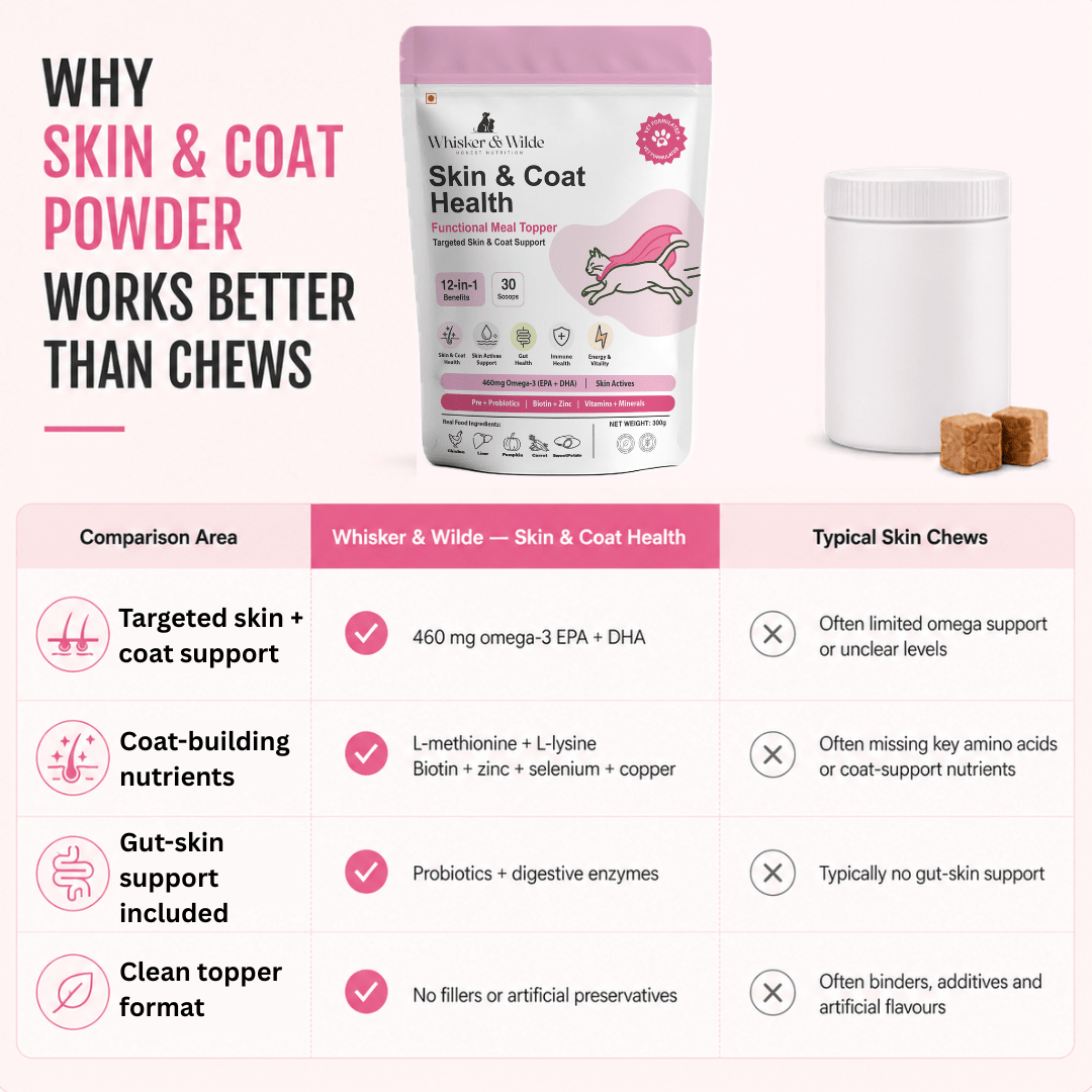 Skin & Coat Cat Topper · 460mg Omega-3 for Dull Coat, Itchy Skin & Shedding - Whisker and Wilde