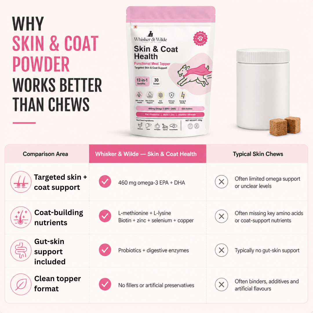 Skin & Coat Dog Topper · 460mg Omega-3 for Dull Coat, Itchy Skin & Shedding - Whisker and Wilde