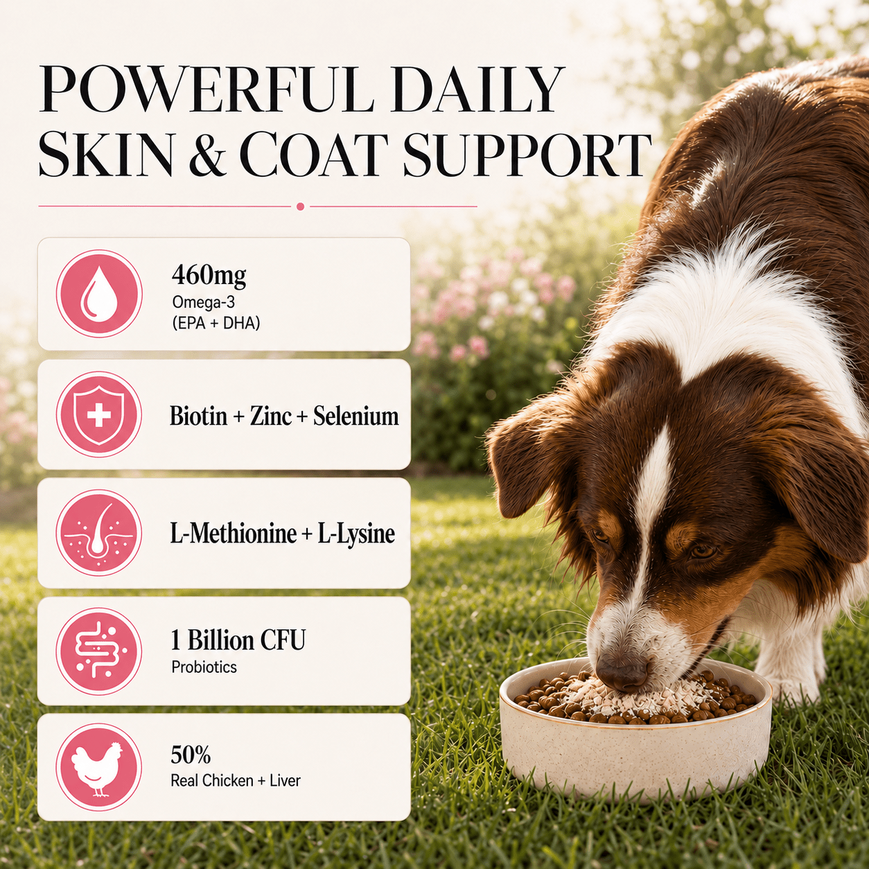Skin & Coat Dog Topper · 460mg Omega-3 for Dull Coat, Itchy Skin & Shedding - Whisker and Wilde